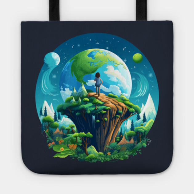 Earth Explorer  – Child and Planet Nature Art Tote by Kathy Hawke