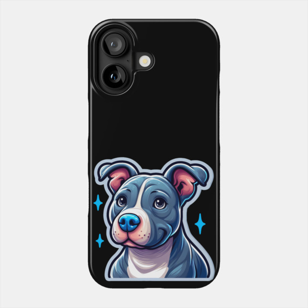Cute Bluenose Pitbull Artwork | Playful Cartoon Dog Design Phone Case by IamActiveDog