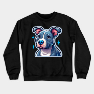 Cute Bluenose Pitbull Artwork | Playful Cartoon Dog Design Crewneck Sweatshirt