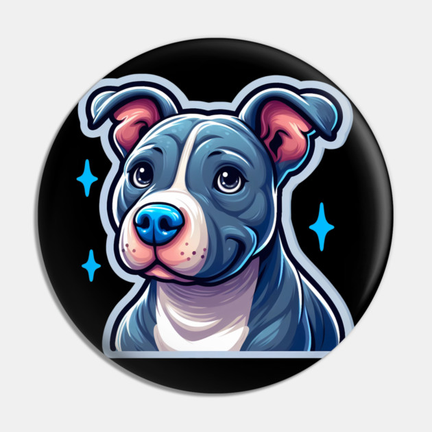 Cute Bluenose Pitbull Artwork | Playful Cartoon Dog Design Pin by IamActiveDog