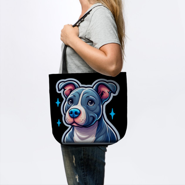 Cute Bluenose Pitbull Artwork | Playful Cartoon Dog Design by IamActiveDog