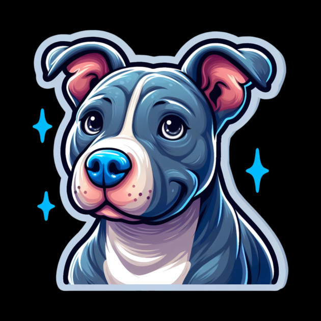 Cute Bluenose Pitbull Artwork | Playful Cartoon Dog Design by IamActiveDog