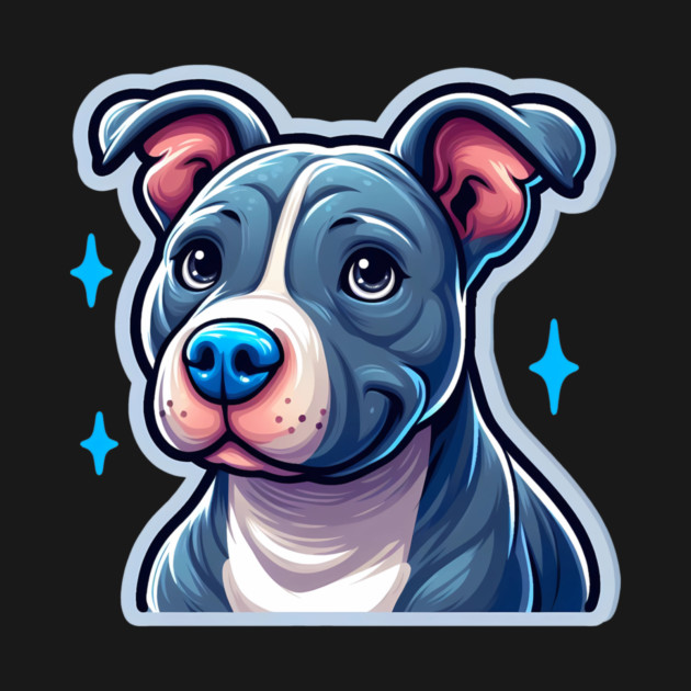 Cute Bluenose Pitbull Artwork | Playful Cartoon Dog Design by IamActiveDog