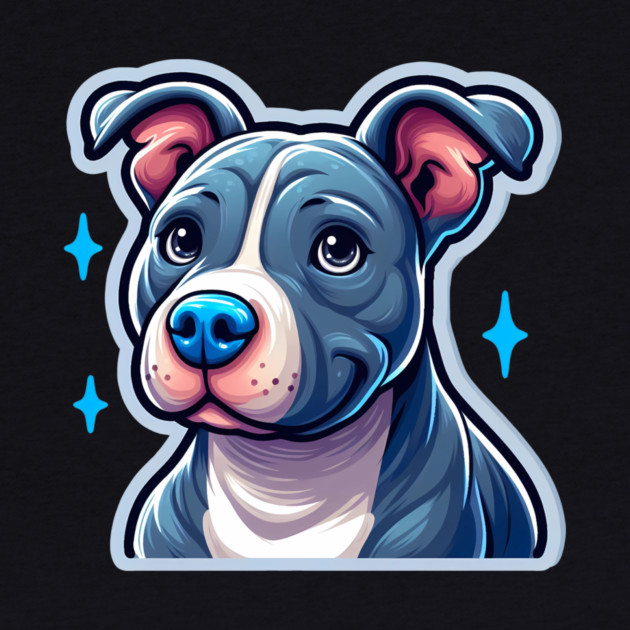 Cute Bluenose Pitbull Artwork | Playful Cartoon Dog Design by IamActiveDog