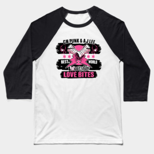 cm punk & AJ Lee WWE Baseball T-Shirt