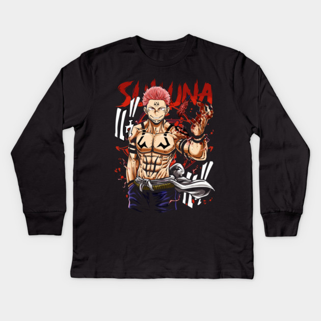 Jujutsu Kaisen Sukuna King of Curses Kids Long Sleeve T-Shirt by Otaku Vibes