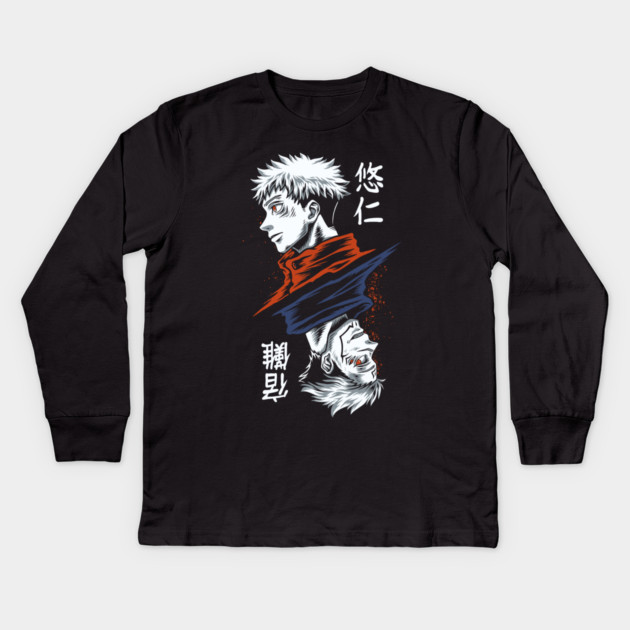 Jujutsu Kaisen Sukuna and Itadori Split Form Kids Long Sleeve T-Shirt by Otaku Vibes