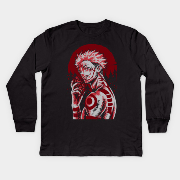 Jujutsu Kaisen Sukuna King Returns Art Kids Long Sleeve T-Shirt by Otaku Vibes
