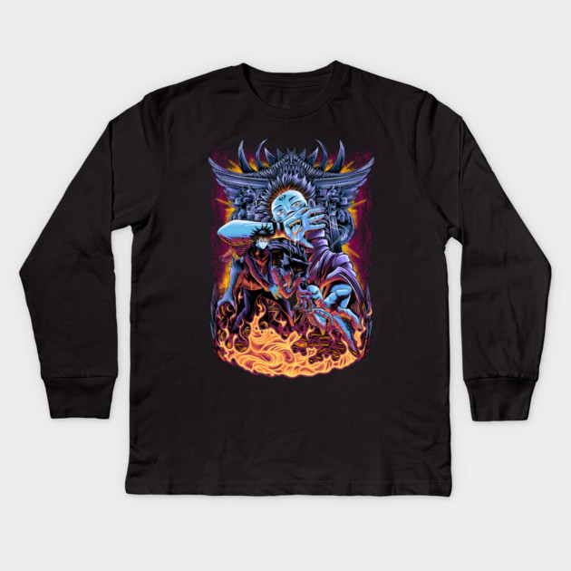 Jujutsu Kaisen Sukuna Eyes on Megumi Kids Long Sleeve T-Shirt by Otaku Vibes