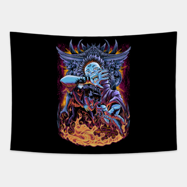 Jujutsu Kaisen Sukuna Eyes on Megumi Tapestry by Otaku Vibes