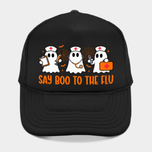 Say Boo To The Flu Nurse Ghost Halloween Vaccine Hat