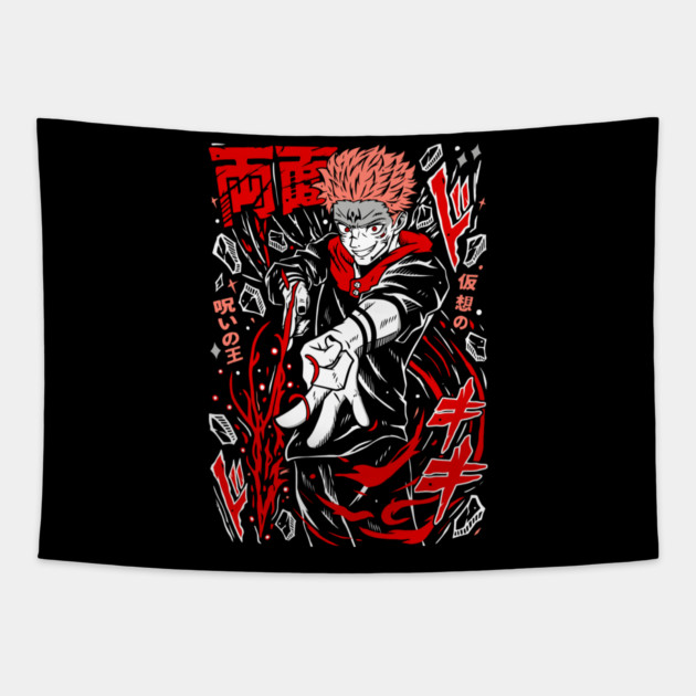 Jujutsu Kaisen Sukuna Anime Villain Icon Tapestry by Otaku Vibes