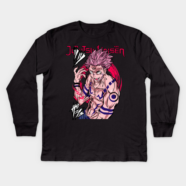 Jujutsu Kaisen Sukuna Malevolent Power Art Kids Long Sleeve T-Shirt by Otaku Vibes