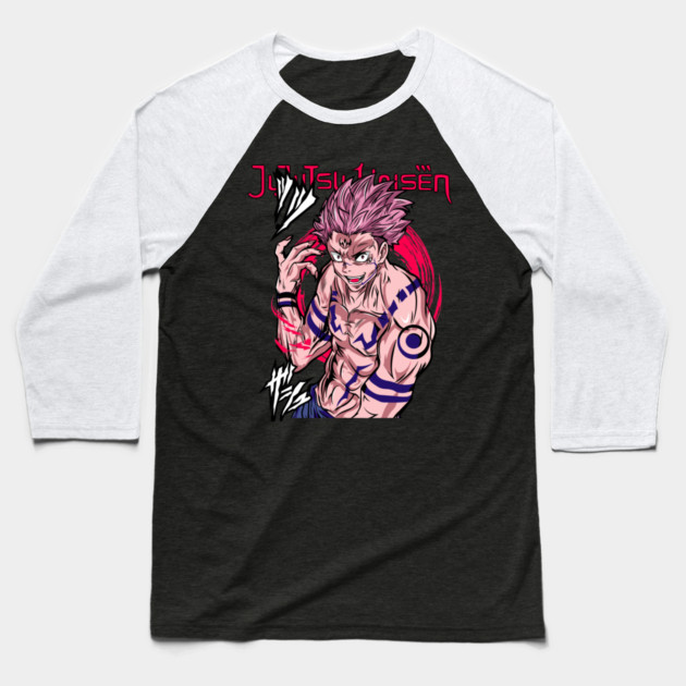 Jujutsu Kaisen Sukuna Malevolent Power Art Baseball T-Shirt by Otaku Vibes