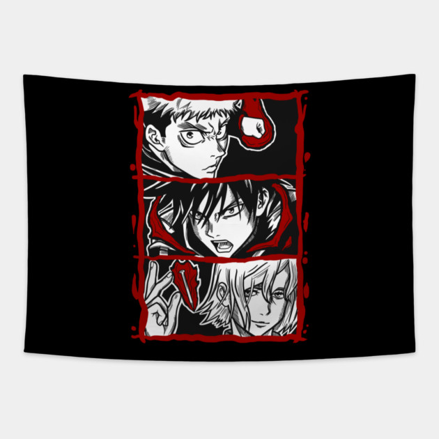 Jujutsu Kaisen Itadori, Megumi and Nobara - Trio Battle Stance Tapestry by Otaku Vibes