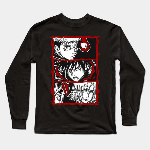 Jujutsu Kaisen Itadori, Megumi and Nobara - Trio Battle Stance Long Sleeve T-Shirt by Otaku Vibes