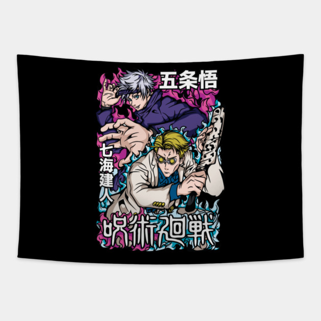 Gojo and Nanami - Jujutsu Kaisen Tapestry by Otaku Vibes