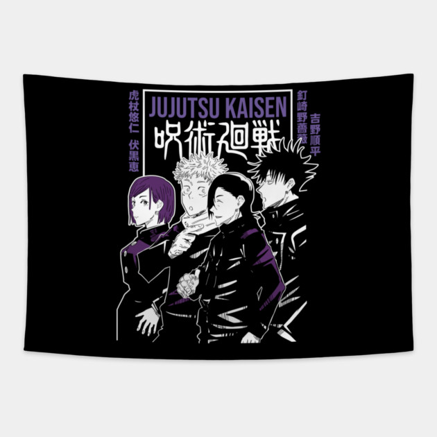Jujutsu Kaisen Main Characters Cool Design Tapestry by Otaku Vibes