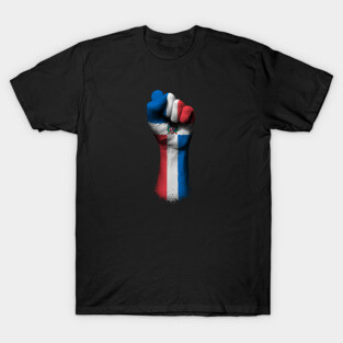 Flag of Dominican Republic on a Raised Clenched Fist T-Shirt