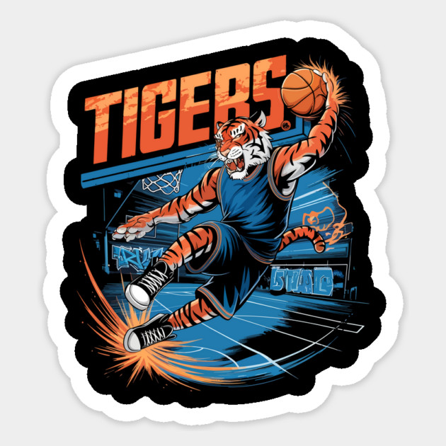 Funny Tiger With Basketball Tiger Playing Basketball Sticker by ism's Store