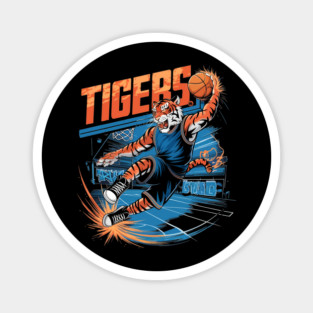 Funny Tiger With Basketball Tiger Playing Basketball Magnet