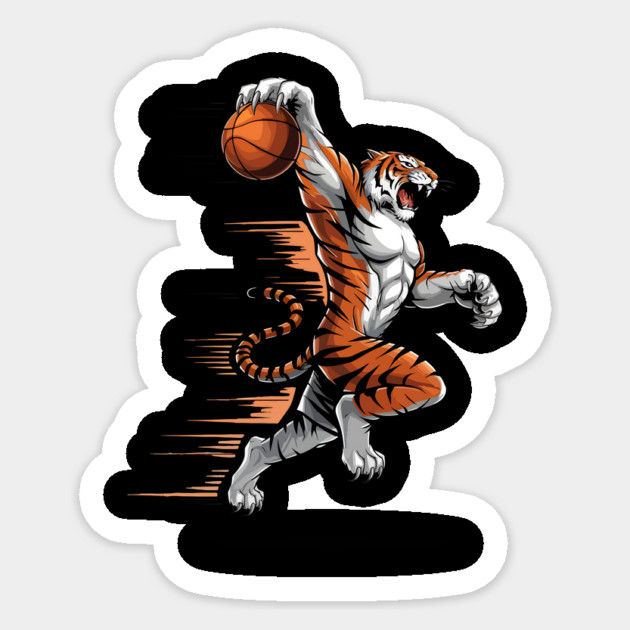 Funny Tiger With Basketball Tiger Playing Basketball Sticker by ism's Store