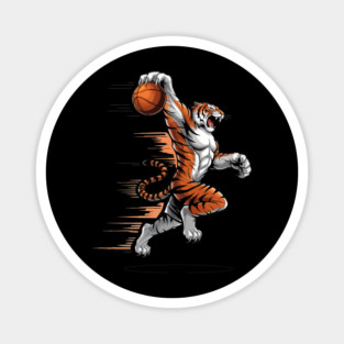 Funny Tiger With Basketball Tiger Playing Basketball Magnet