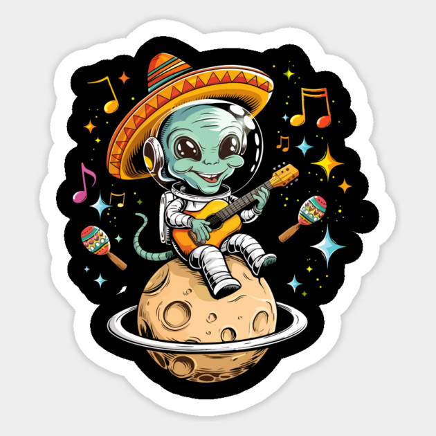 Cinco de Mayo Astronaut alien Festive Space Mexican tee Sticker by ism's Store