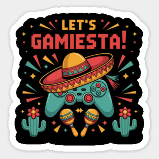 Cinco de mayo Design Sombrero Poncho Games Poncho Let's Fiesta Sticker