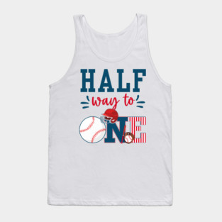 Halfway to One Baseball Theme Tank Top