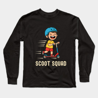 Scoot Squad Happy Kid Riding Scooter Long Sleeve T-Shirt