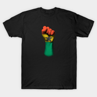 Flag of Ghana on a Raised Clenched Fist T-Shirt