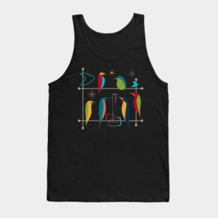 Retro Mid-Century Modern Birds 50s 60s Style Tank Top