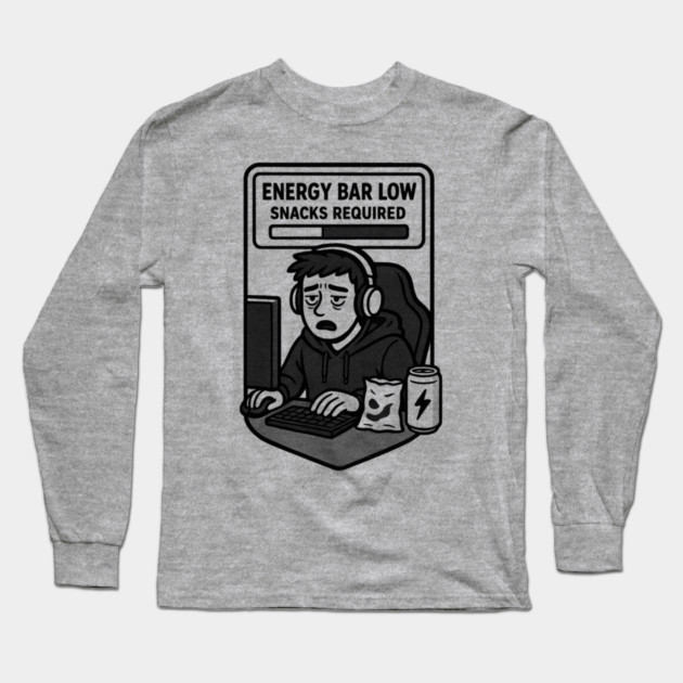 Energy bar low, snacks required Long Sleeve T-Shirt by DIGITAL MERCH CREATIONS
