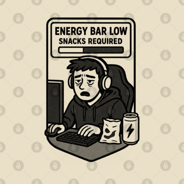 Energy bar low, snacks required by DIGITAL MERCH CREATIONS
