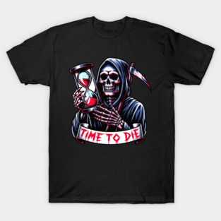 Grim Reaper Time To Die Skull Hourglass T-Shirt