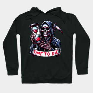 Grim Reaper Time To Die Skull Hourglass Hoodie