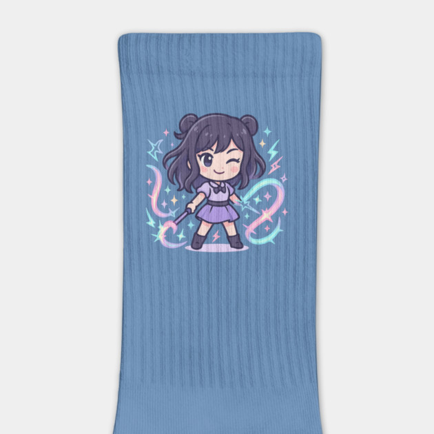 Kawaii Magical Girl with Wand and Pastel Powers by Anne Lee