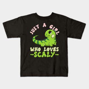 Just a girl who loves scaly Design for an Iguana Girl Kids T-Shirt