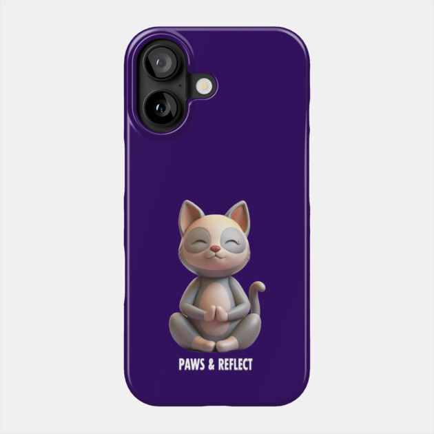 Paws & Reflect - Funny Yoga Cat T-Shirt Phone Case by C.Code