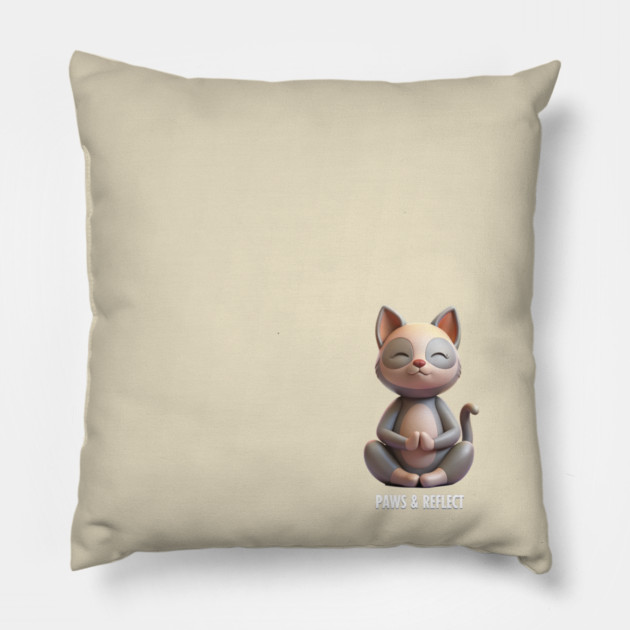 Paws & Reflect - Funny Yoga Cat T-Shirt Pillow by C.Code