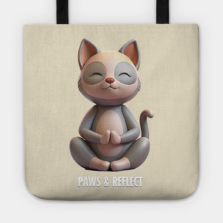 Paws & Reflect - Funny Yoga Cat T-Shirt Tote