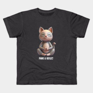 Paws & Reflect - Funny Yoga Cat T-Shirt Kids T-Shirt