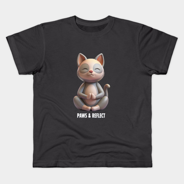 Paws & Reflect - Funny Yoga Cat T-Shirt Kids T-Shirt by C.Code