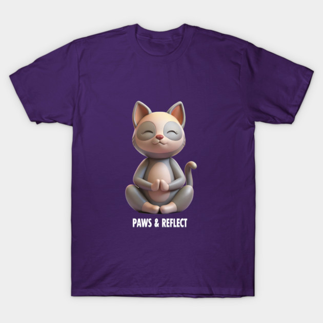 Paws & Reflect - Funny Yoga Cat T-Shirt T-Shirt by C.Code