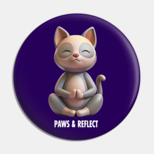 Paws & Reflect - Funny Yoga Cat T-Shirt Pin