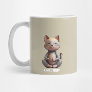 Paws & Reflect - Funny Yoga Cat T-Shirt Mug
