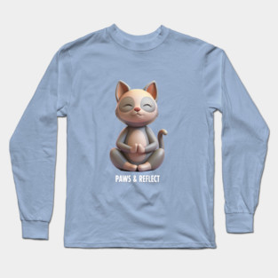 Paws & Reflect - Funny Yoga Cat T-Shirt Long Sleeve T-Shirt