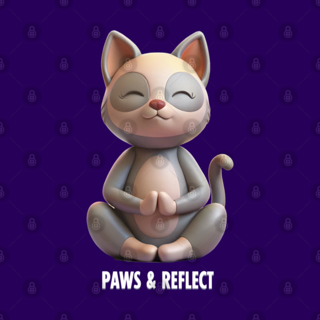 Paws & Reflect - Funny Yoga Cat T-Shirt by C.Code