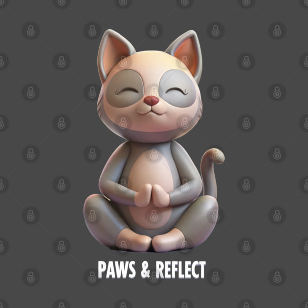 Paws & Reflect - Funny Yoga Cat T-Shirt by C.Code